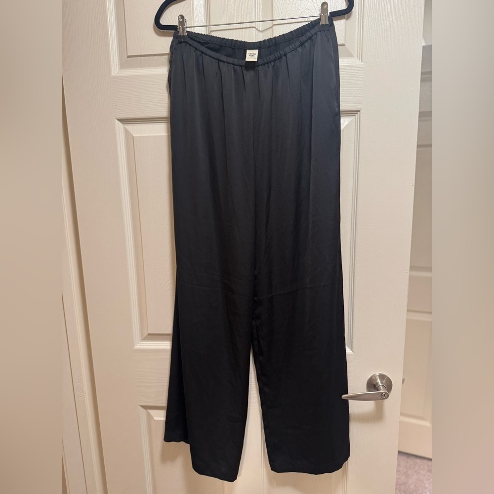 Open Edit Icon Pull On Wide Leg Satin like Pants - Picture 7 of 13